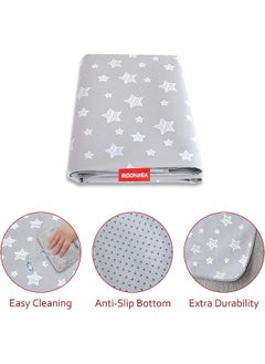 Moonsea Moonsea Splat Mat for Under High Chair, Non Slip Waterproof Mealtime Floor Mats Washable Portable Picnic Splash Mat for Baby Art/Craft/Playtime, 42X46 Inch - Grey Star  - Image 3