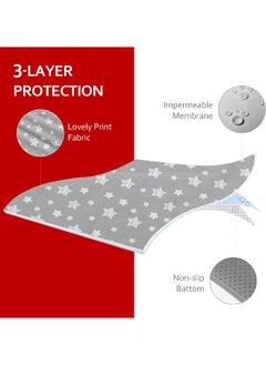Moonsea Moonsea Splat Mat for Under High Chair, Non Slip Waterproof Mealtime Floor Mats Washable Portable Picnic Splash Mat for Baby Art/Craft/Playtime, 42X46 Inch - Grey Star  - Image 2