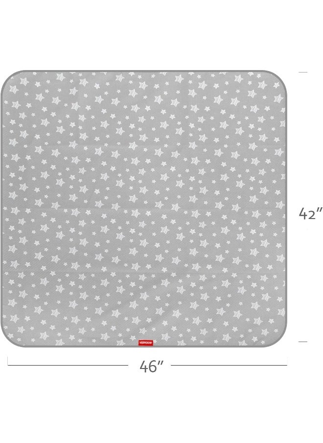 Moonsea Moonsea Splat Mat for Under High Chair, Non Slip Waterproof Mealtime Floor Mats Washable Portable Picnic Splash Mat for Baby Art/Craft/Playtime, 42X46 Inch - Grey Star  - Image 5