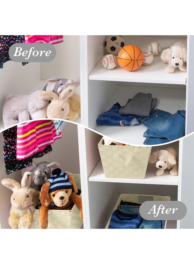 Simplify Medium Woven Strap Tote | Decorative Storage Basket | 2 Handles | Organization | Closet | Bedroom | Bathroom | Nursery | Accessories | Toys | Gifts | 1 Pack | Ivory - Image 4