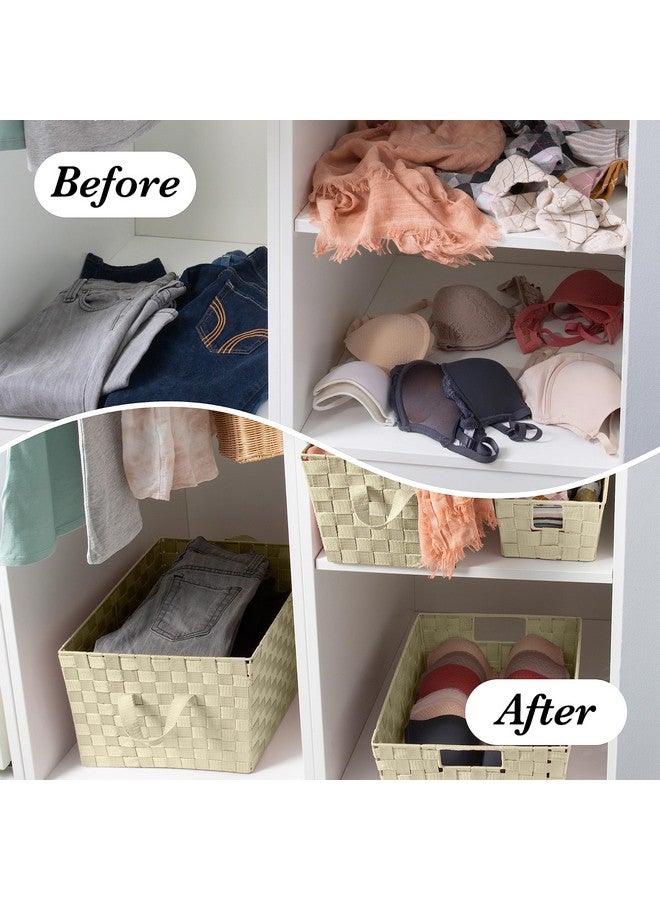 Simplify Medium Woven Strap Tote | Decorative Storage Basket | 2 Handles | Organization | Closet | Bedroom | Bathroom | Nursery | Accessories | Toys | Gifts | 1 Pack | Ivory - Image 5