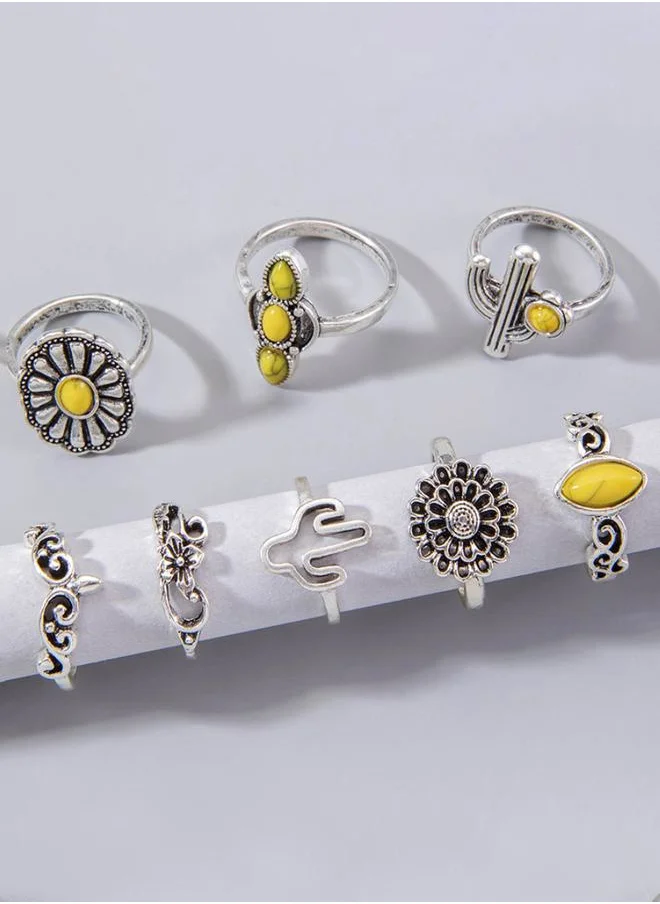 ستايلي Set of 8 - Cactus Design Vintage Rings