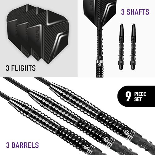 Harrows Black Knight Darts, 90% Tungsten Steel Tip Darts Set, Includes Carbon ST Shafts & Prime Black Knight Flights - 22g - Image 2