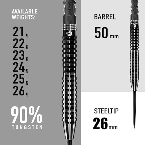 Harrows Black Knight Darts, 90% Tungsten Steel Tip Darts Set, Includes Carbon ST Shafts & Prime Black Knight Flights - 22g - Image 3