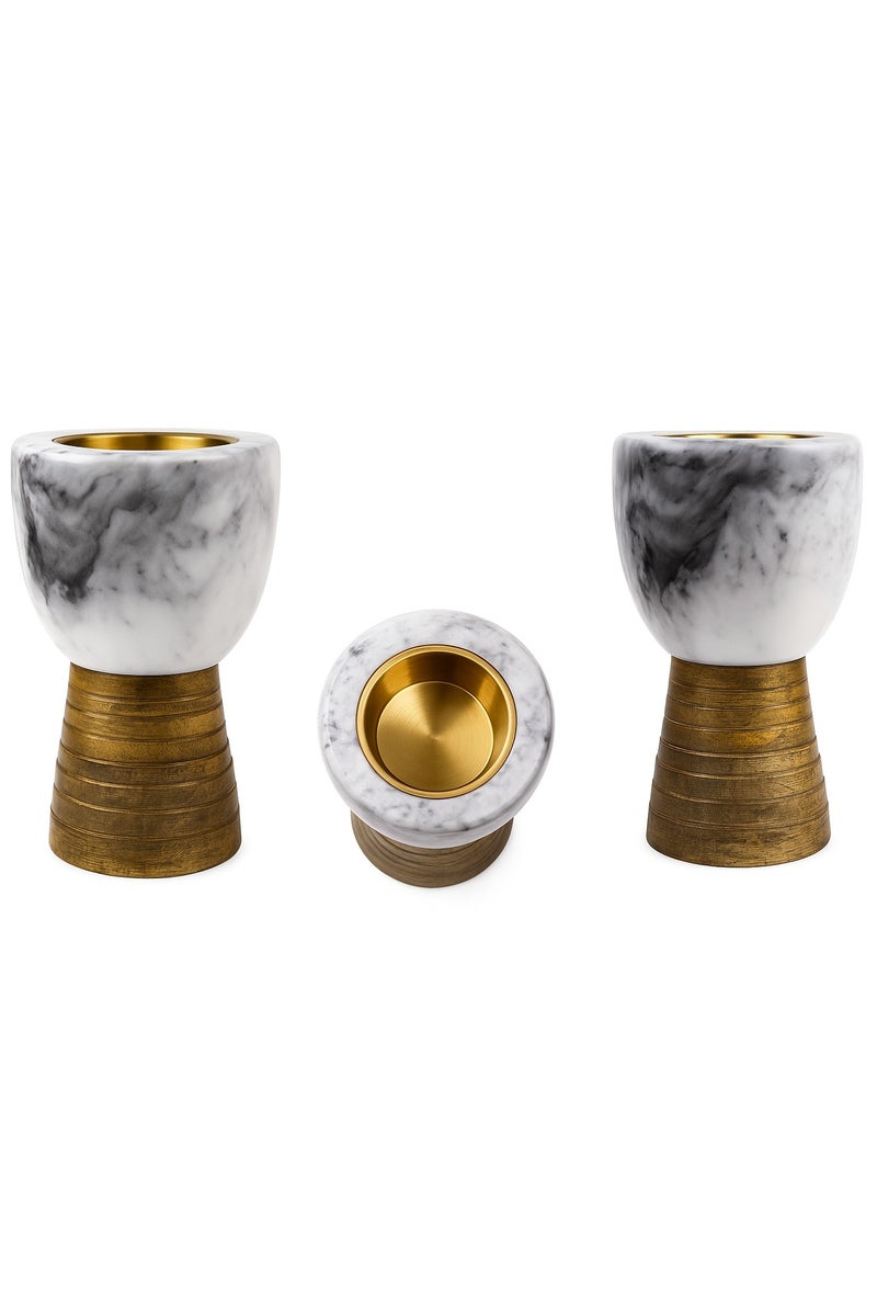 فيندكس مبخرة فاخرة من الرخام والخشب - مبخرة عود مصنوعة يدويًا مع وعاء من النحاس الذهبي - ديكور عطري أنيق للمنزل والمكتب والمجلس والهدايا - Image 4