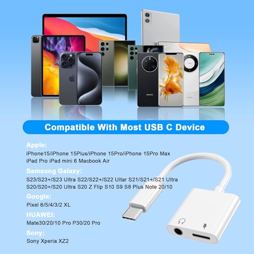 esbeecables Headphone Adapter for iPhone 17 16 15, [Apple MFi Certified] USB Type C to Aux Audio Jack Adapter with PD 60W Fast Charging Splitter Dongle for iPhone 17/Air/17 Pro/17 Pro Max/16/16 Pro Max/15 Pro Max - Image 4