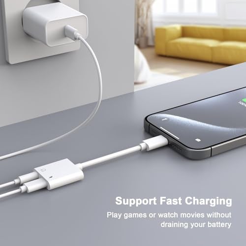 esbeecables Headphone Adapter for iPhone 17 16 15, [Apple MFi Certified] USB Type C to Aux Audio Jack Adapter with PD 60W Fast Charging Splitter Dongle for iPhone 17/Air/17 Pro/17 Pro Max/16/16 Pro Max/15 Pro Max - Image 3