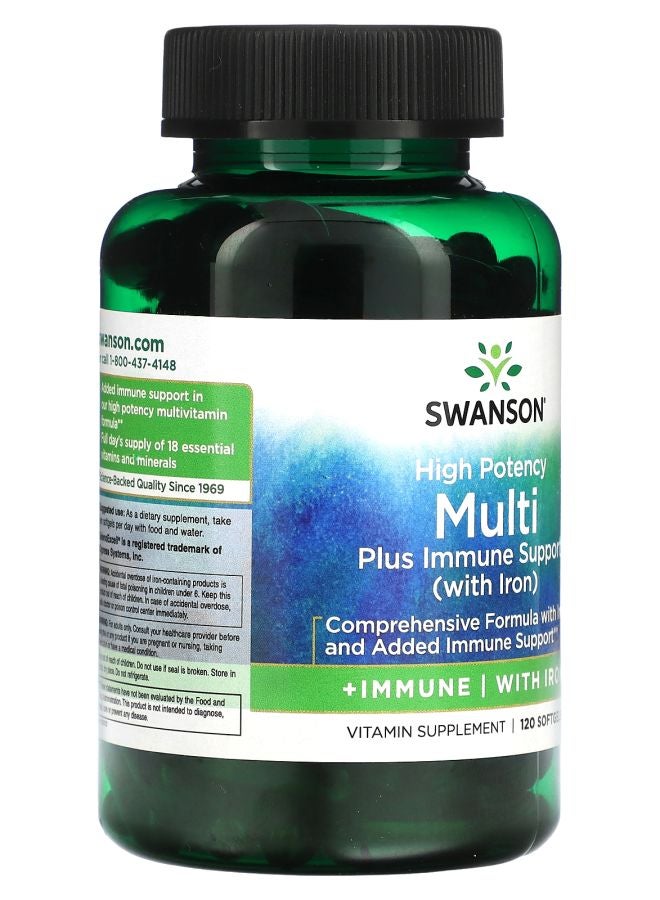 SWANSON Multi Plus Immune Support with Iron High Potency 120 Softgels - Image 2