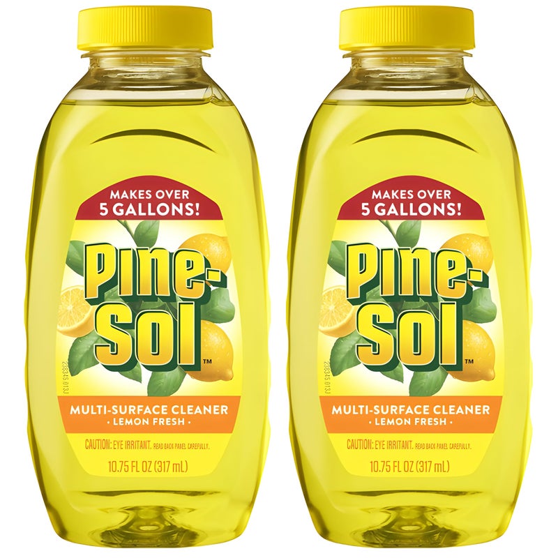 Pine Sol Pine-Sol Multi Surface Cleaner, 2 Pack, Concentrated Multi Purpose Cleaner and Degreaser for Kitchen and Bathroom, Makes 5 Gallons, Lemon Fresh Scent, 10.75 oz. Each - Image 1