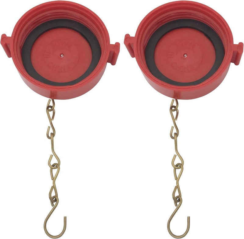 Happy Tree (2 Pack) 2-1/2" NST/NH Plastic Fire Hose Connection Standpipe Cap Fitting and Chain fire Equipment Red Plastic Anti Theft FDC Cap - Image 1