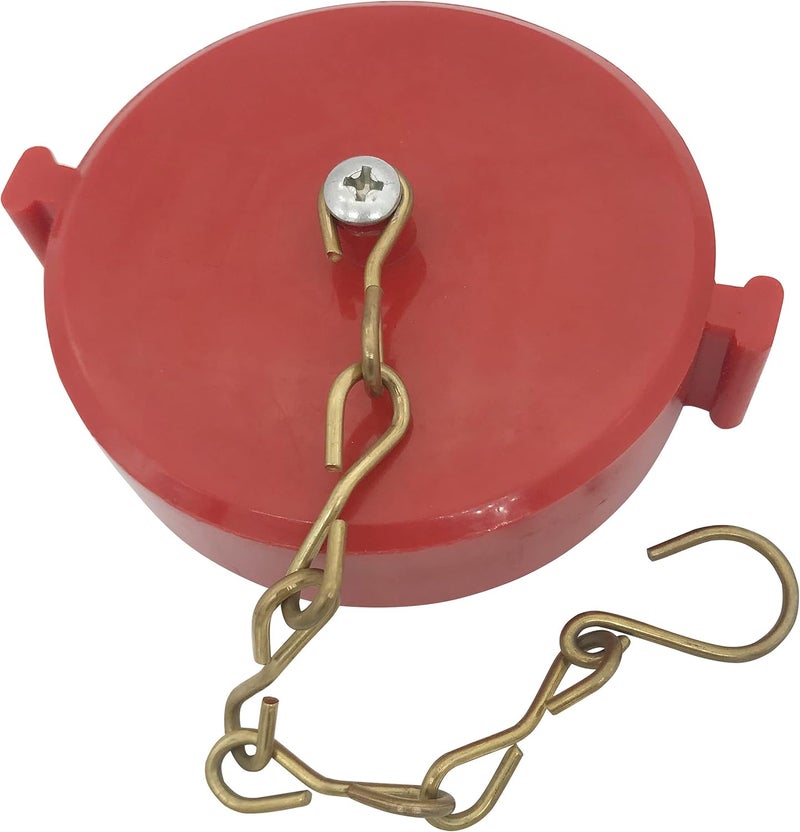 Happy Tree (2 Pack) 2-1/2" NST/NH Plastic Fire Hose Connection Standpipe Cap Fitting and Chain fire Equipment Red Plastic Anti Theft FDC Cap - Image 2