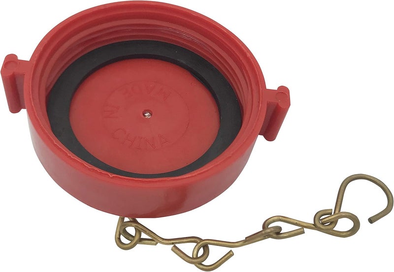 Happy Tree (2 Pack) 2-1/2" NST/NH Plastic Fire Hose Connection Standpipe Cap Fitting and Chain fire Equipment Red Plastic Anti Theft FDC Cap - Image 3