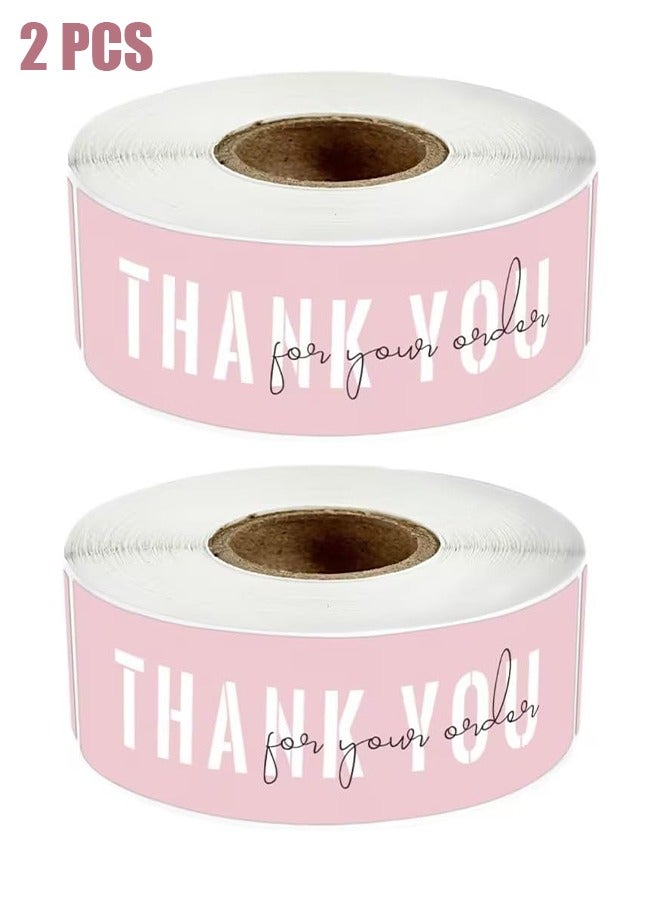 اتش واي شكرا لك على طلبك ملصقات, وردي شكرا لك ملصقات الأعمال الصغيرة, تصميم لافت للنظر, التعبئة والتغليف للشركات الصغيرة, النظام, الديكور, الهدايا, 2 لفة مع 240 ملصقات (الوردي) - Image 1