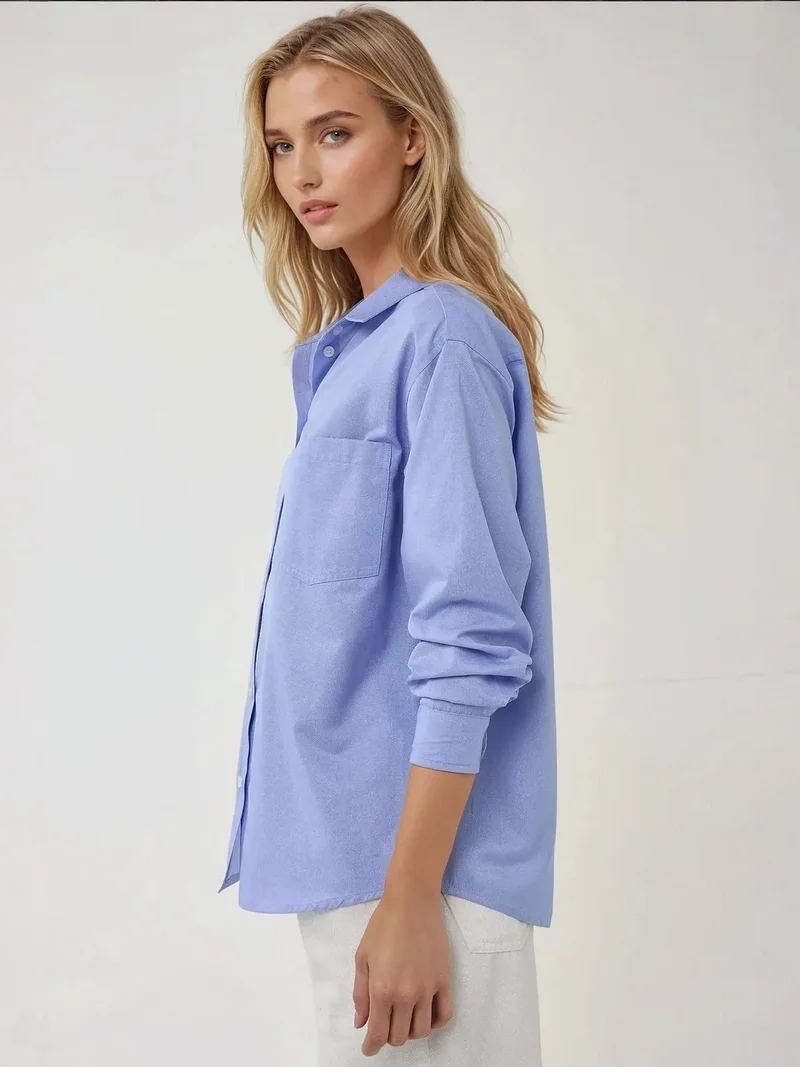 HICCUP Textured Regular Fit Linen Feel Long Sleeve Shirt
