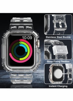 Y&D Sports Band for Apple Watch Series 7, Transparent Clear Soft Silicone Crystal Strap with Case  - Image 5