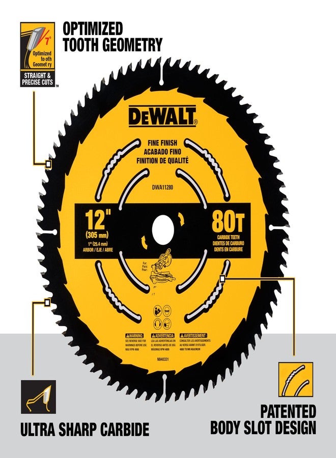 DEWALT 12 Inch 80T Carbide Circular Saw Blade, Fine Finish Saw Blade (DWA11280) - Image 2