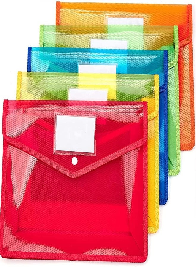 Fancyku Transparent Plastic Envelope Folder File for Documents/Marksheet/Certificate with Snap Button (Size: A4, 36.8cm x 27.9cm) Color: Multicolor) Pack of 10 - Image 1