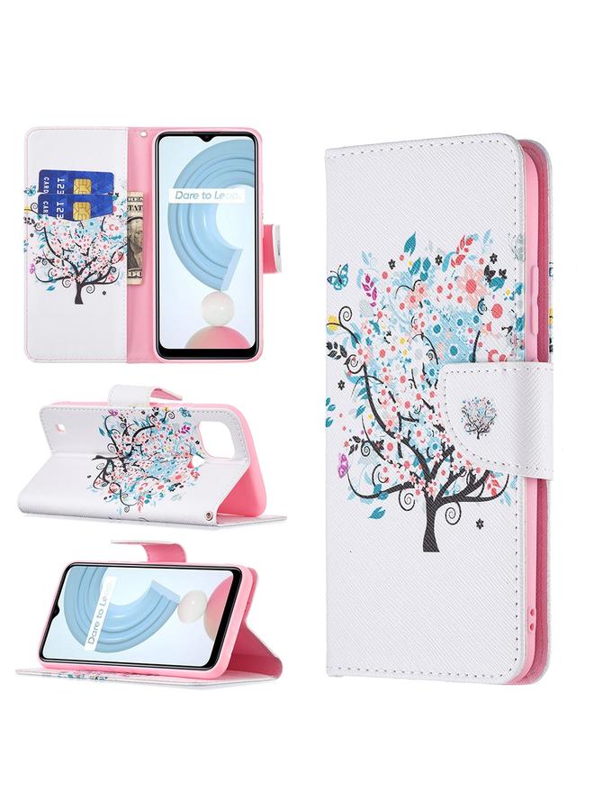 S-TOP Case For OPPO Realme C21 / C20 Colored Drawing Pattern Horizontal Flip Leather Case with Holder & Card Slots & Wallet - Image 1