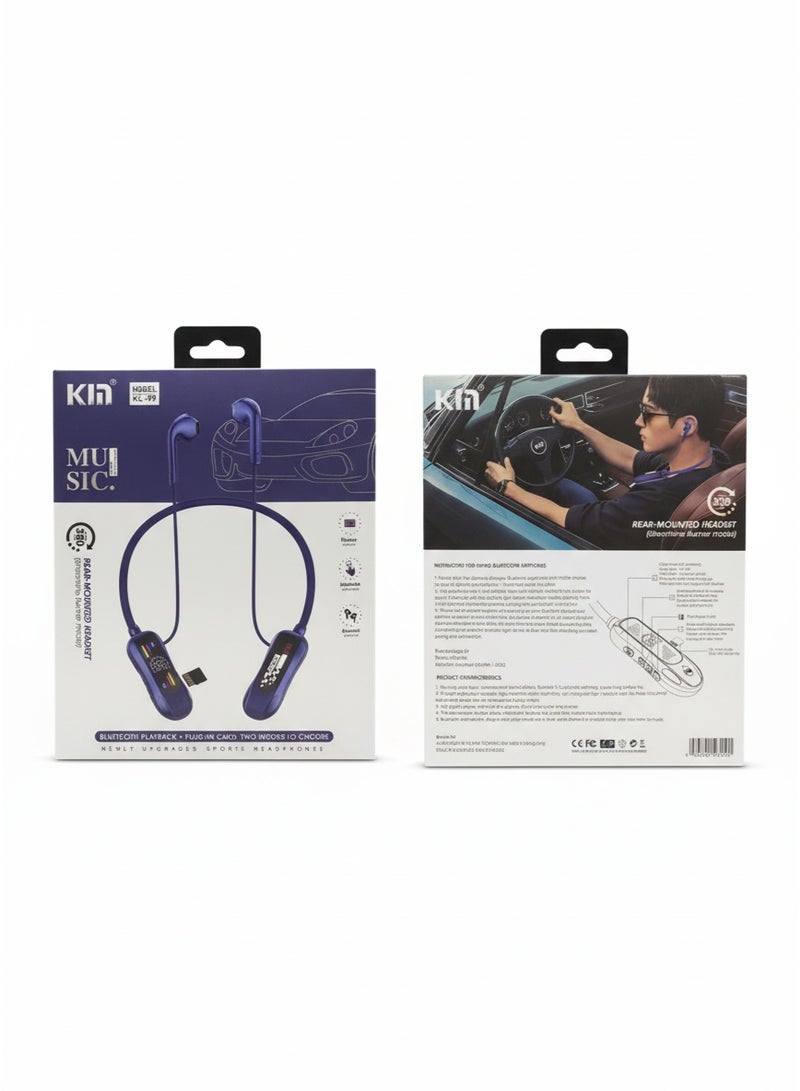 KIN KL-99 Rear Mounted Bluetooth Headset with Card Slot, Dual Playback ModesKIN KL-99 Rear Mounted Bluetooth Headset with Card Slot, Dual Playback Modes - Image 1