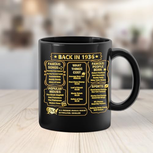QUPT 90th Birthday Gifts for Women Men, 90th Birthday Gifts for Him, 1936 Birthday Gifts for Women Men, 90 Years Old Gifts, 1936 Birthday Gifts for Her Him, 90th Birthday Presents Coffee Mug - Image 5