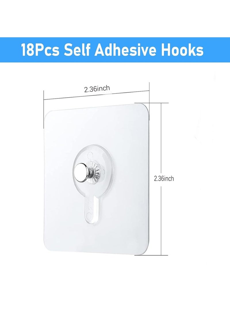 18 قطعة خطافات صور ذاتية اللصق، خطافات حائط لاصقة مقاومة للماء، شماعات صور حائط، شماعات حائط، شماعات حائط شديدة التحمل، بدون مسامير لل، لمكتب حمام المطبخ في المنزل - Image 2
