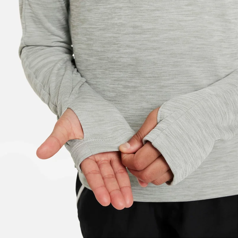 نايكي دراي-فت تيشيرت بأكمام طويلة ونصف سحاب للأطفال الكبار (للبنات)