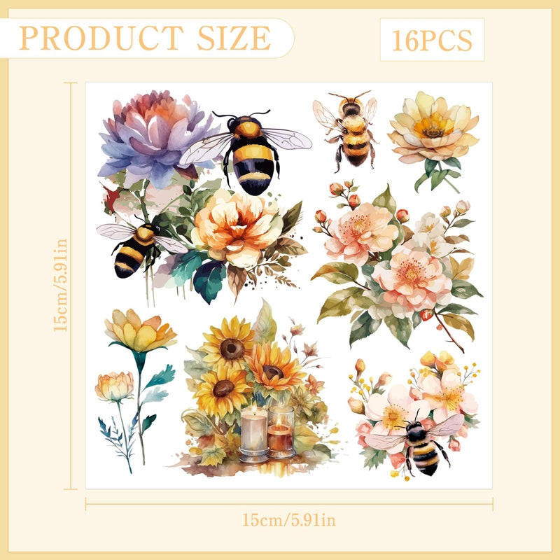 EoBeCy Insect Birds Rub On Transfer For Crafts: 16 Pcs Cute Animals Rub On Transfers For Furniture  Ladybug Bee Dragonfly Flowers Transfer Stickers Diy Crafts For Glass Wood Wall Home Decor Waterproof - Image 2