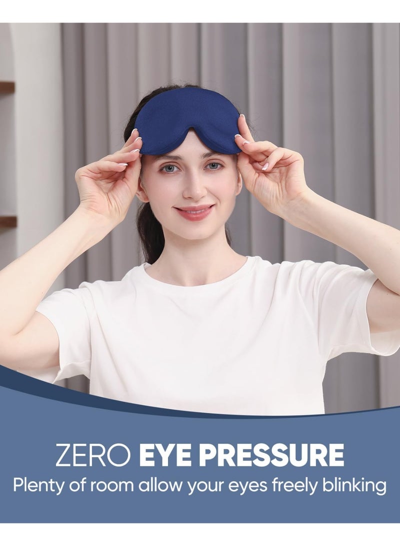 MZOO Luxury Sleep Eye Mask for Side Sleeper Men Women, Zero Eye Pressure 3D Sleeping Mask, Light Blocking Patented Design Night Blindfold, Soft Eye Shade Cover for Travel, Blue - Image 3