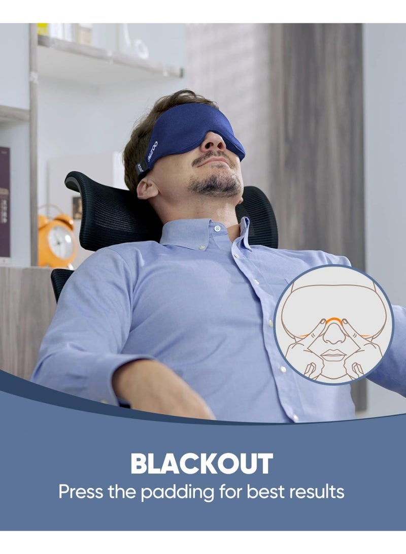 MZOO Luxury Sleep Eye Mask for Side Sleeper Men Women, Zero Eye Pressure 3D Sleeping Mask, Light Blocking Patented Design Night Blindfold, Soft Eye Shade Cover for Travel, Blue - Image 2