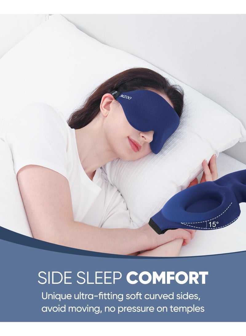 MZOO Luxury Sleep Eye Mask for Side Sleeper Men Women, Zero Eye Pressure 3D Sleeping Mask, Light Blocking Patented Design Night Blindfold, Soft Eye Shade Cover for Travel, Blue - Image 4