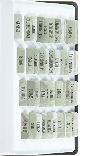 DiverseBee Laminated Bible Tabs (Large Print, Easy to Apply), Bible Study Journaling Supplies, 72 Bible Index Book Tabs for Women, Bible Accessories, Includes 6 Blank Tabs - Sage Theme - Image 1