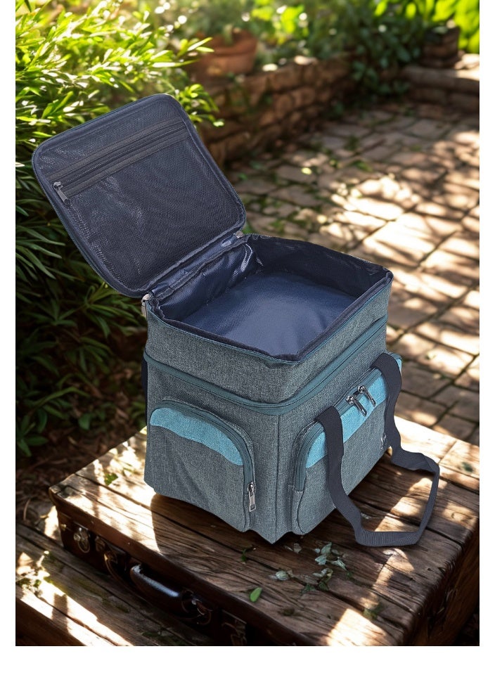 قمرا شنطة / حقيبة تخييم وسفر نظام طابقين – متعددة الجيوب ومبطنة من الداخل، مصنوعة من قماش اكسفورد متين ومقاوم للماء، مثالية لتنظيم الأغراض أثناء الرحلات والتخييم (28×20×28سم) - Image 4