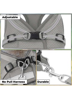Kuber Industries Reflective Dog Harness With Adjustable Leash|Breathable Polyester Mesh Fabric |Small Size|Ht-844|Comfortable No-Pull Grip|Quick Release Buckles|Easy On - Easy Off Harness|Grey  - Image 5