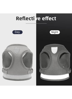 Kuber Industries Reflective Dog Harness With Adjustable Leash|Breathable Polyester Mesh Fabric |Small Size|Ht-844|Comfortable No-Pull Grip|Quick Release Buckles|Easy On - Easy Off Harness|Grey  - Image 3