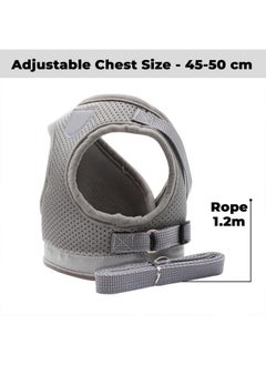 Kuber Industries Reflective Dog Harness With Adjustable Leash|Breathable Polyester Mesh Fabric |Small Size|Ht-844|Comfortable No-Pull Grip|Quick Release Buckles|Easy On - Easy Off Harness|Grey  - Image 4