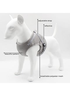 Kuber Industries Reflective Dog Harness With Adjustable Leash|Breathable Polyester Mesh Fabric |Small Size|Ht-844|Comfortable No-Pull Grip|Quick Release Buckles|Easy On - Easy Off Harness|Grey  - Image 2