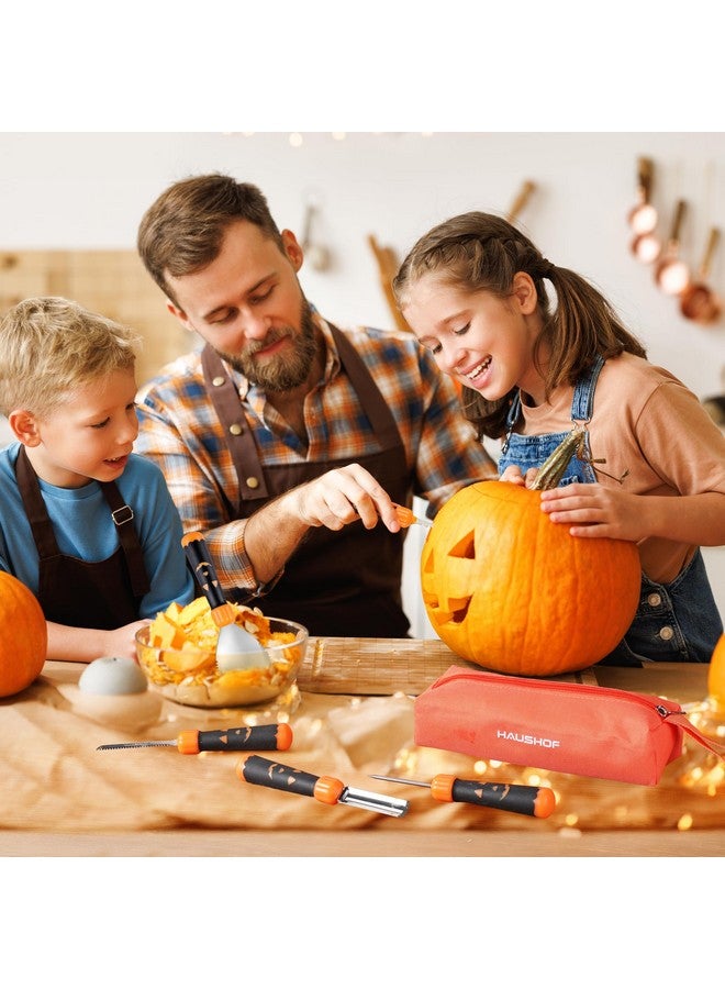 HAUSHOF Pumpkin Carving Tools with Stencils, 5PCS Halloween Pumpkin Carving Kit Professional Knives Set with Case, Halloween Gifts for Halloween Decorations - Image 2
