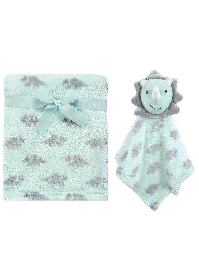 Hudson Baby Unisex Baby Plush Blanket with Security Blanket, Triceratops, One Size - Image 1