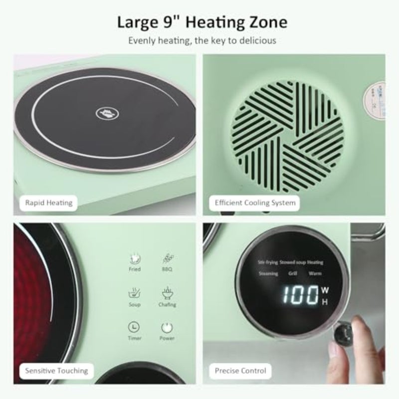 Portable Infrared Cooker, 3500W Electric Infrared Stove, Single Burner Electric Hob with Touch and Knob Control, Plug In Table Top Stove with Timer, Residual Heat Reminder - Image 4
