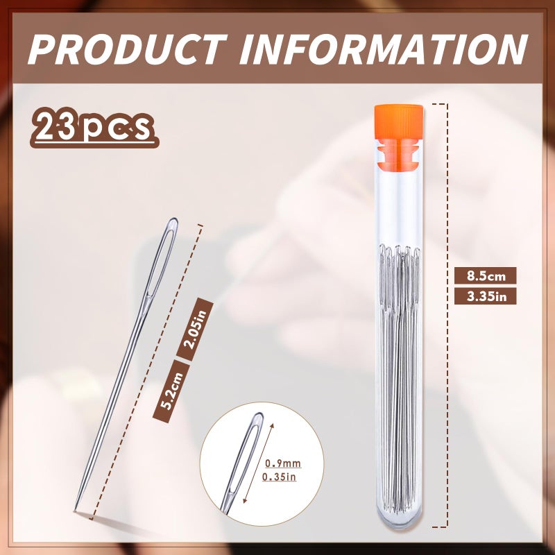 JNENERY Large Eye Sewing Needles  2.05 Inch Sewing Sharp Needles For Hand Sew  Leather Embroidery Thread Needle For Crafts  Repair With A 3.3-Inch Plastic Bottle(23 Pcs) - Image 2