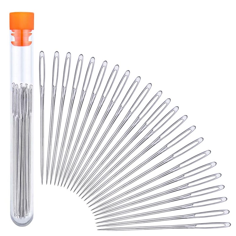 JNENERY Large Eye Sewing Needles  2.05 Inch Sewing Sharp Needles For Hand Sew  Leather Embroidery Thread Needle For Crafts  Repair With A 3.3-Inch Plastic Bottle(23 Pcs) - Image 1
