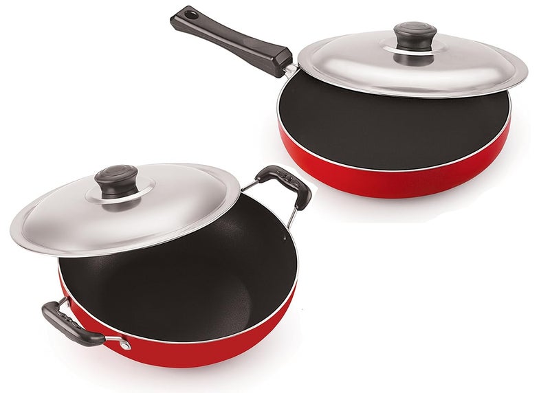 NIRLON Aluminum Pot & Pan Sets_Red & Black - Image 1