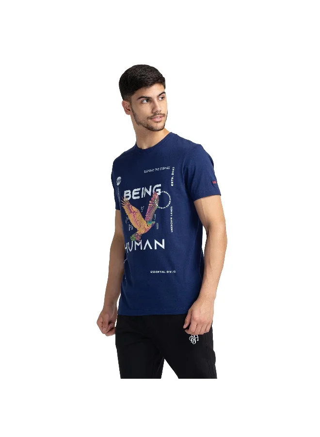 Being Human Mens Navy Round Neck Short Sleeve T-Shirt