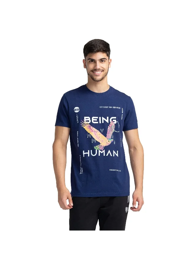 Being Human Mens Navy Round Neck Short Sleeve T-Shirt