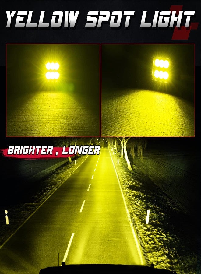 OFFROADTOWN مصابيح LED مثبتة بشكل مسطح من OFFROADTOWN، صفراء، 5 بوصات، 12000 لومن، مصابيح قيادة LED من نوع CREE، مصابيح ضباب LED، مصابيح خلفية، مصابيح احتياطية كهرمانية، مصابيح للطرق الوعرة للشاحنات، سيارات البيك أب، سيارات الجيب، سيارات الدفع الرباعي، القوارب، سيارات الدفع الرباعي - Image 4