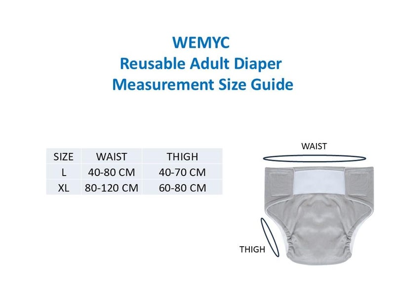 Wemyc Adult Reusable Diaper - Washable cloth diapers for bedwetting & incontinence for senior/Older Men & Women with 1 Wet Free Inserts for Day & Night (XL) - Image 5