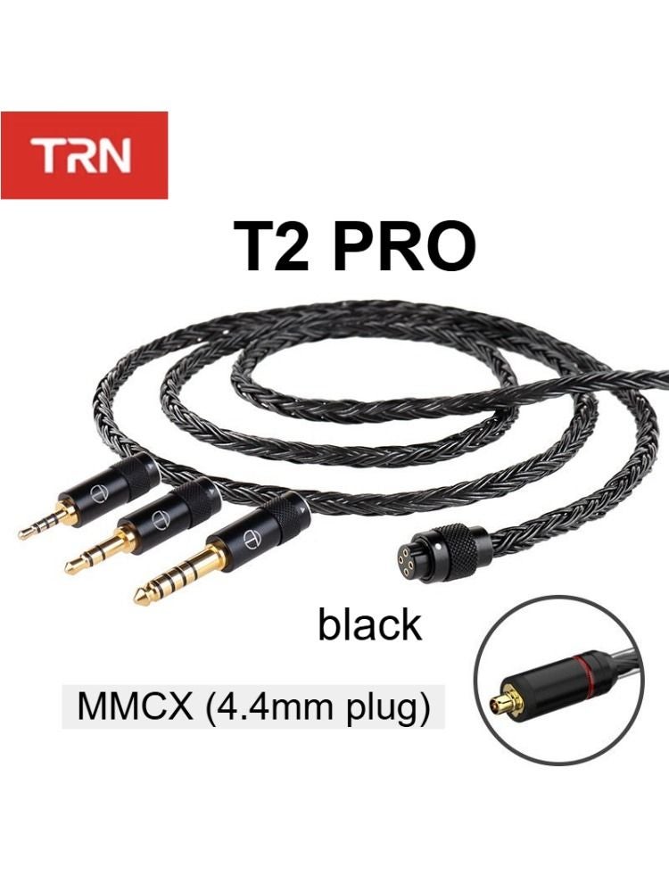 TRN T2 Pro Earphone Cable, 4.4mm Plug, Mmcx, Black - Image 1