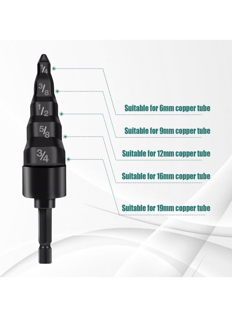 Swaging Tool Hvac 5 in 1, Expander Manual Copper Pipe Swage Too Expander Drill Bit Soft Copper tubing Tool Size 1/4(6mm),3/8(9mm),1/2(12mm),5/8(16mm)3/4(19mm) - Image 2