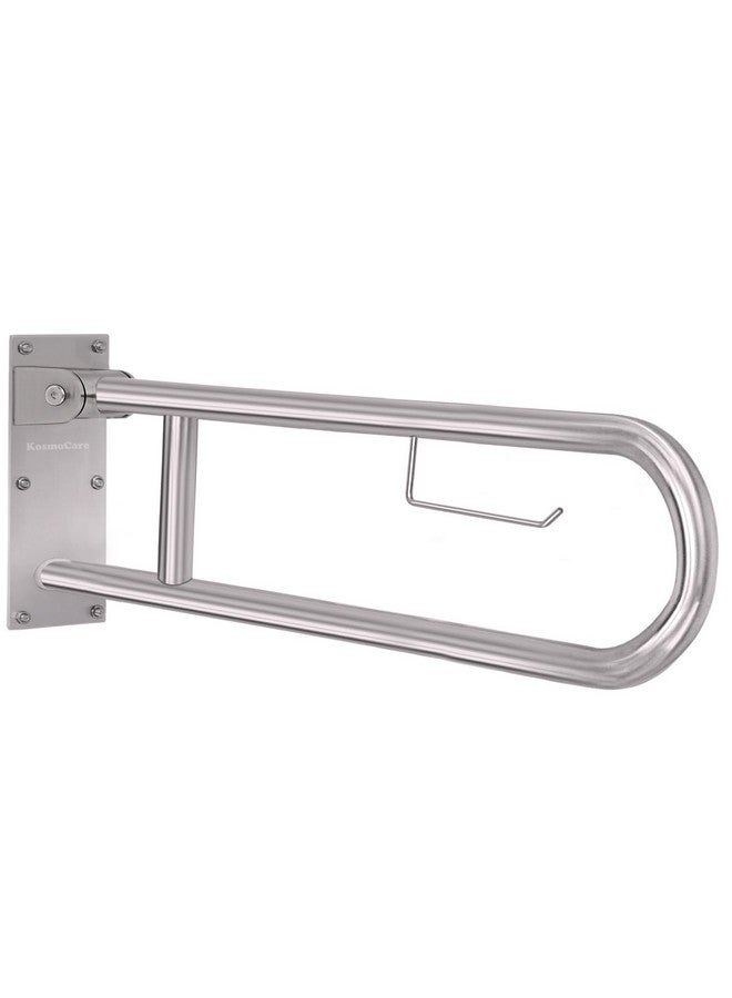 KosmoCare Heavy Duty SS304 Stainless Steel 25 mm Swing-up Toilet Grab Bar - 24 inches - Image 1