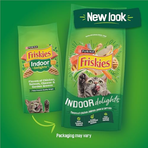 Friskies Purina Friskies Dry Cat Food Indoor Delights Flavors of Chicken Salmon Peas and Carrots Pack of 4 315 lb Bags - Image 3